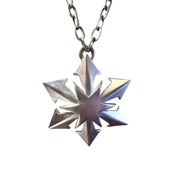 Vintage Trifari Silver-Tone Starburst Atomic Pendant Necklace Bold Statement - Picture 2 of 10